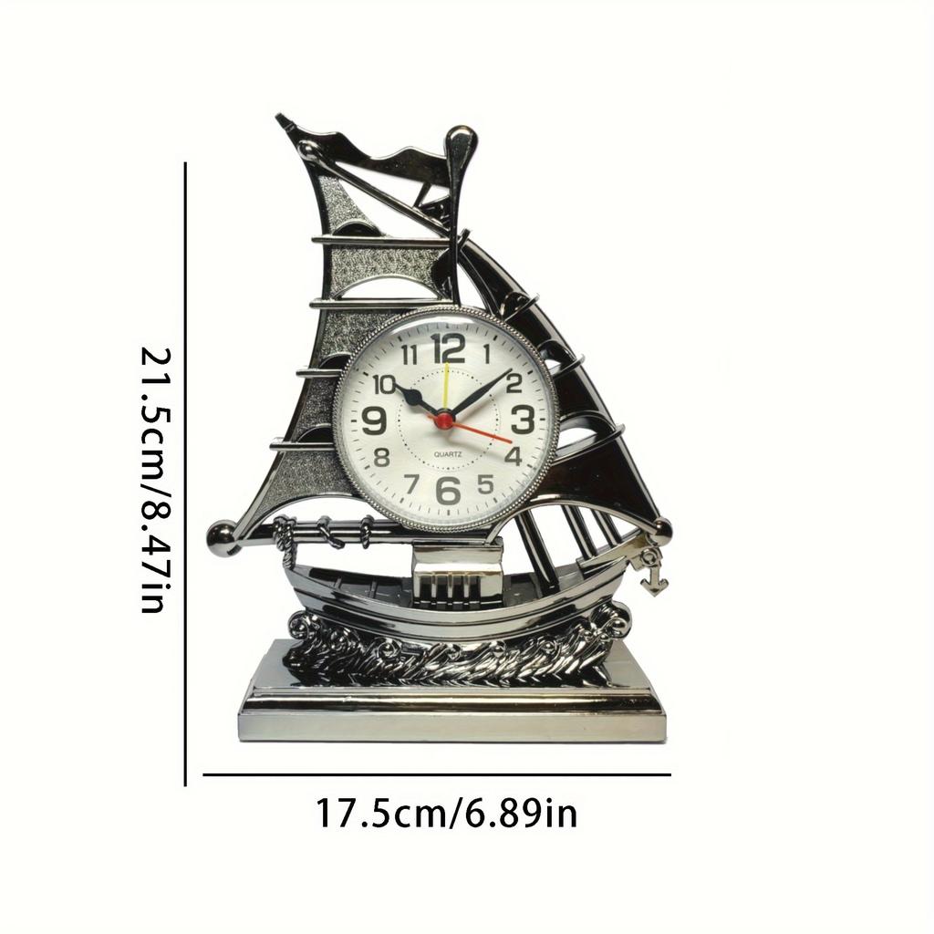 1 Stück Retro Segelboot Wecker Nautische Schiffsboot Figur Zeituhr Glücksbringende Tisch Schreibtischuhr Nachttisch Desktop Dekoration