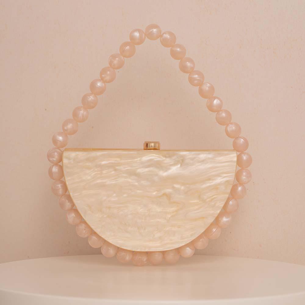 

Semi-round bead acrylic bag simple square dinner bag clutch bag female