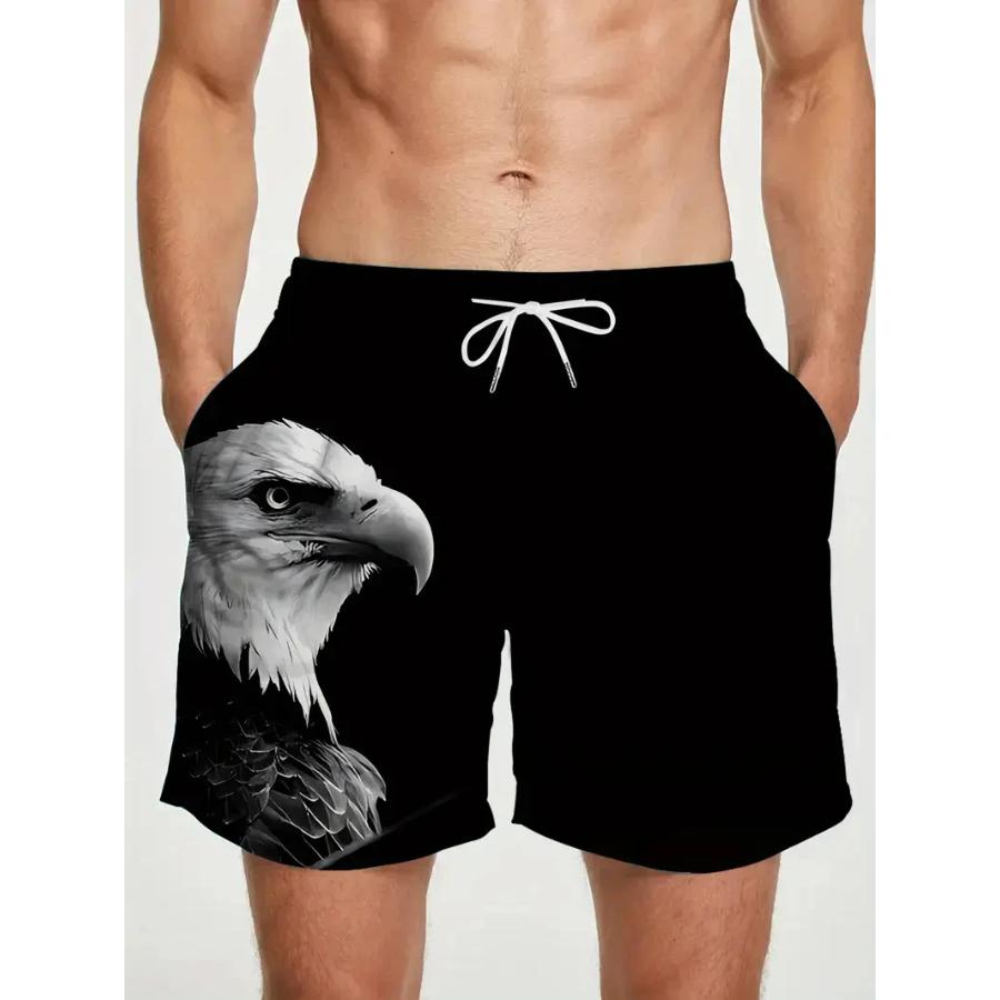 2025 New Men Shorts Summer Hot Sale Eagle 3D Printed Swimming Shorts For Unisex Casual Oversized Fashion Beach Trunks Y2k Men