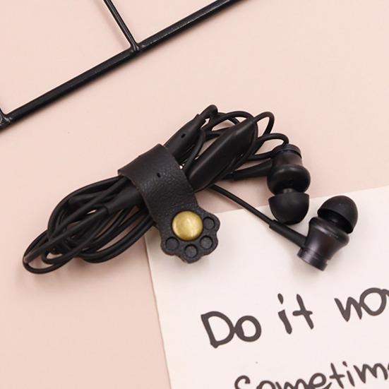 Kedi Pati Kablo Düzenleyici Klipsli Kablo Sarıcı Kulaklıklar Şarj Cihazları Veri Kabloları İçin Masayı Düzenli Tutar Suni Deri Pratik Masa Aksesuarı