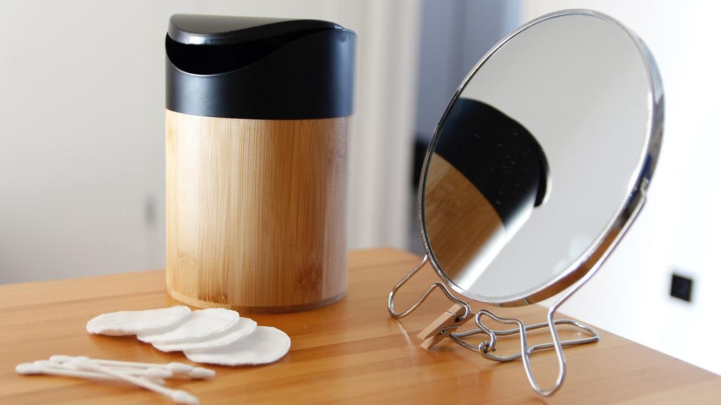Bathroom Basket Mini Bamboo Table Garbage Restaurant Garbage Bin