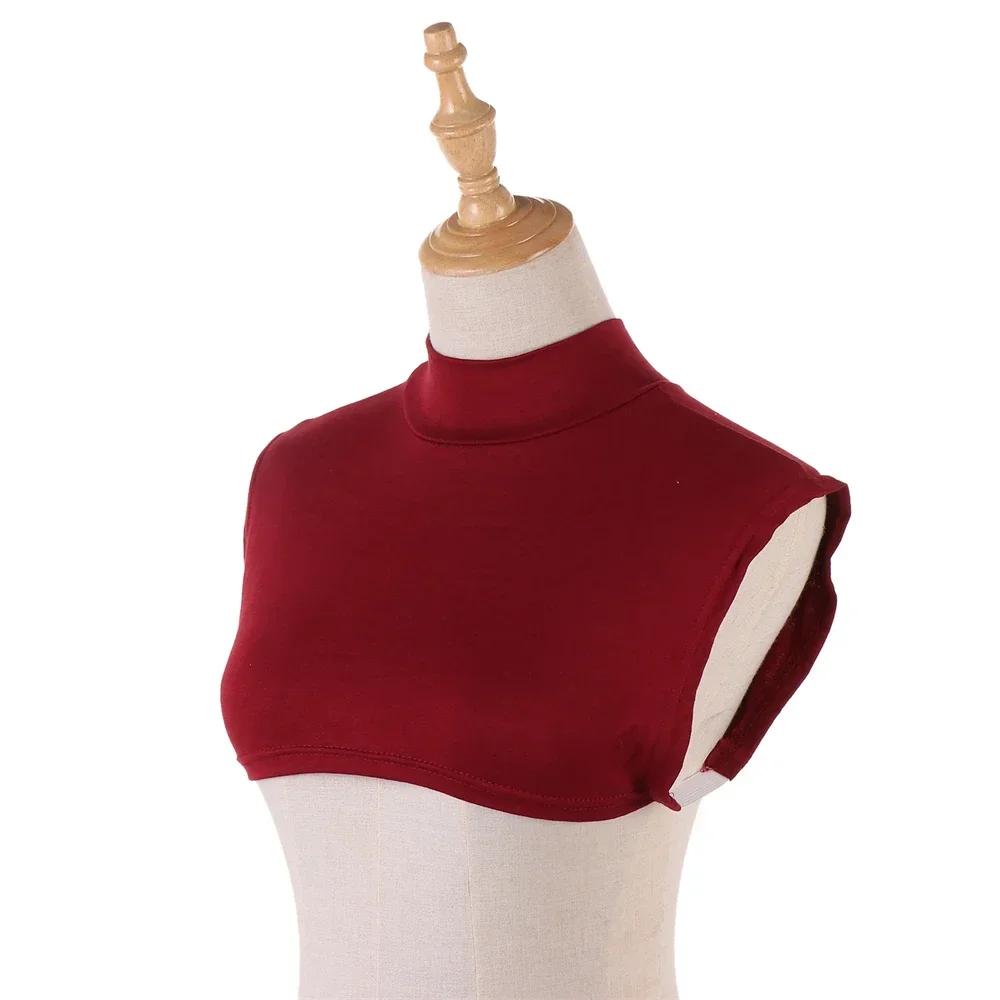 New Womens Muslim Modal Fake False Collar Islamic Hijab Extensions Turtleneck High Neck Cover Warmer Bright Solid Color Half Top
