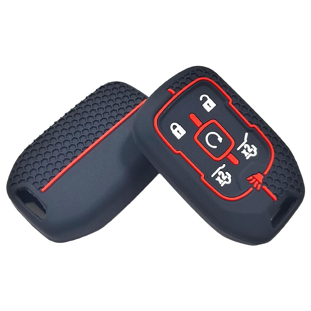 Rubber Car Key Fob Cover Silicone Protector Case for Chevrolet Camaro 2015 2016 GMC Yukon Suburban Tahoe 6 Buttons Accessories