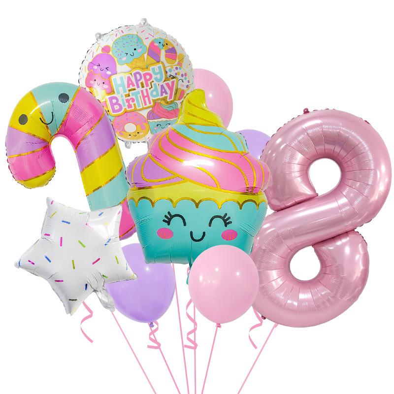 Cute Ice Cream Candy Series Balloon Set Children'S Birthday Party Birthday Photo Props Crutches Aluminum Mold