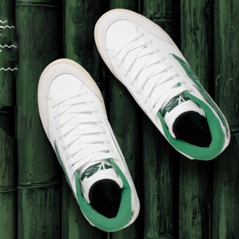 1807 X Li Ning Do Not Enter The River Skateboard Shoes Women's Mid Top White/Green AECS032-2