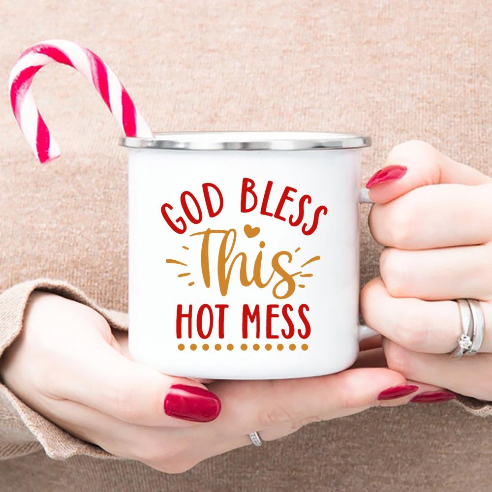 Christian Faith Enamel Coffee Tea Mugs Religious Quotes Trendy Christian Gift for Believer Camping Mug Religious Faith Gifts