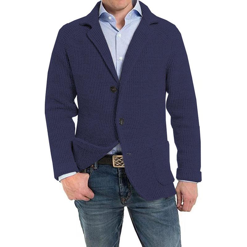 Cardigan da uomo casual in maglia a maniche lunghe autunnale taglie forti semplice con tasche