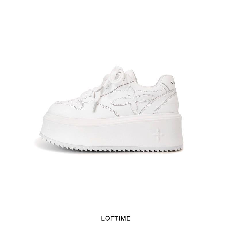 Autumn New Thick-soled High-heeled Board Shoes, Muffin Shoes, Casual Shoes, Small People Increase Height, Small White Shoes, Women's Campus Style