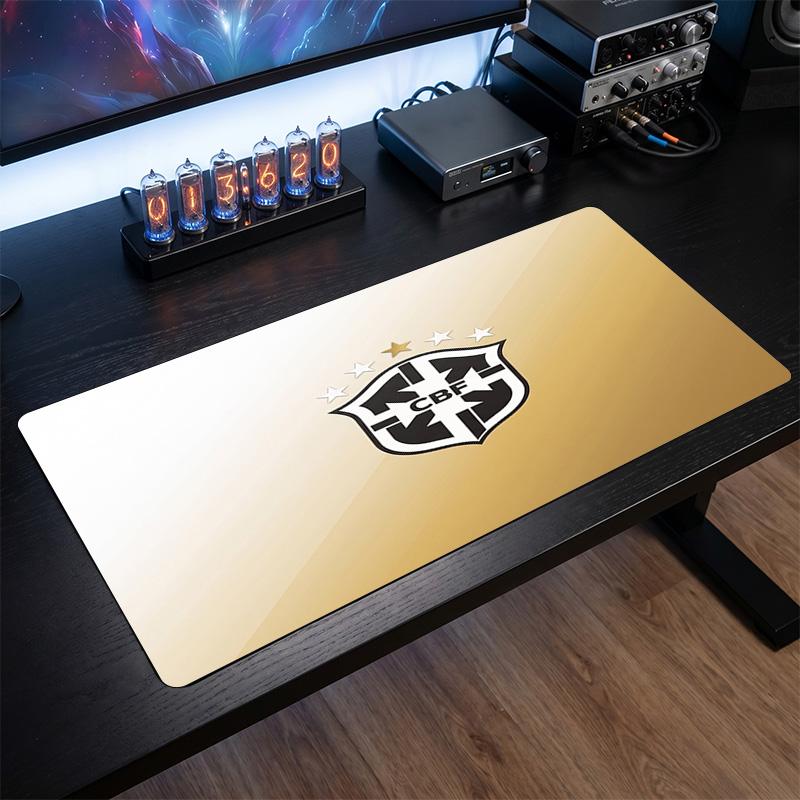 Brazil Football Crest Mouse Pad, Extended Non Slip Rubber Desk Mat for Gaming Office Laptop Fan Gift