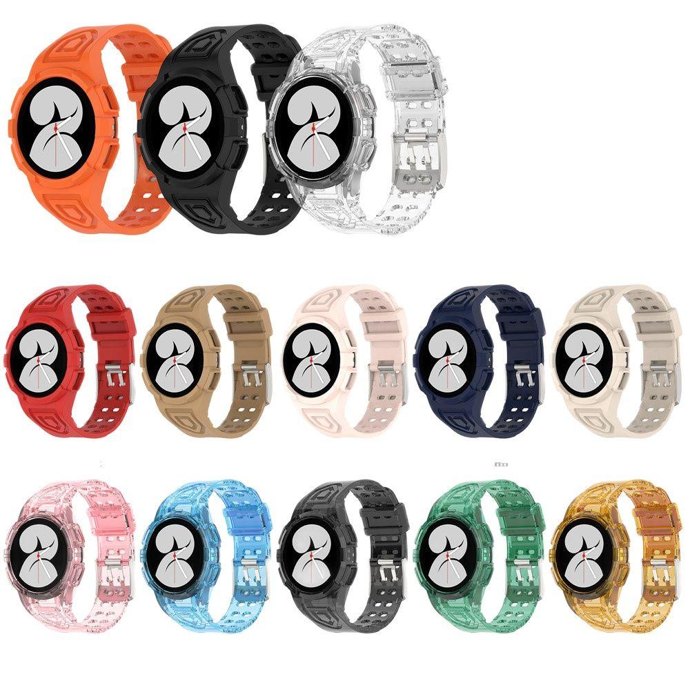 2in1 Strap For Samsung Galaxy Watch FE 6 5 4 40MM Smart Wristband 20mm WatchBand Silicone Bracelet belt Transparent Band&case