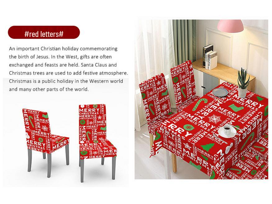 Festliches Weihnachts-Tischdecken- und elastisches Stuhlhussen-Set mit wasserabsorbierendem Stoff