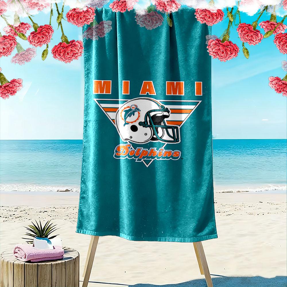 Teal Miami Dolphins Helmet Towel A must-have beach towel for beach travel
