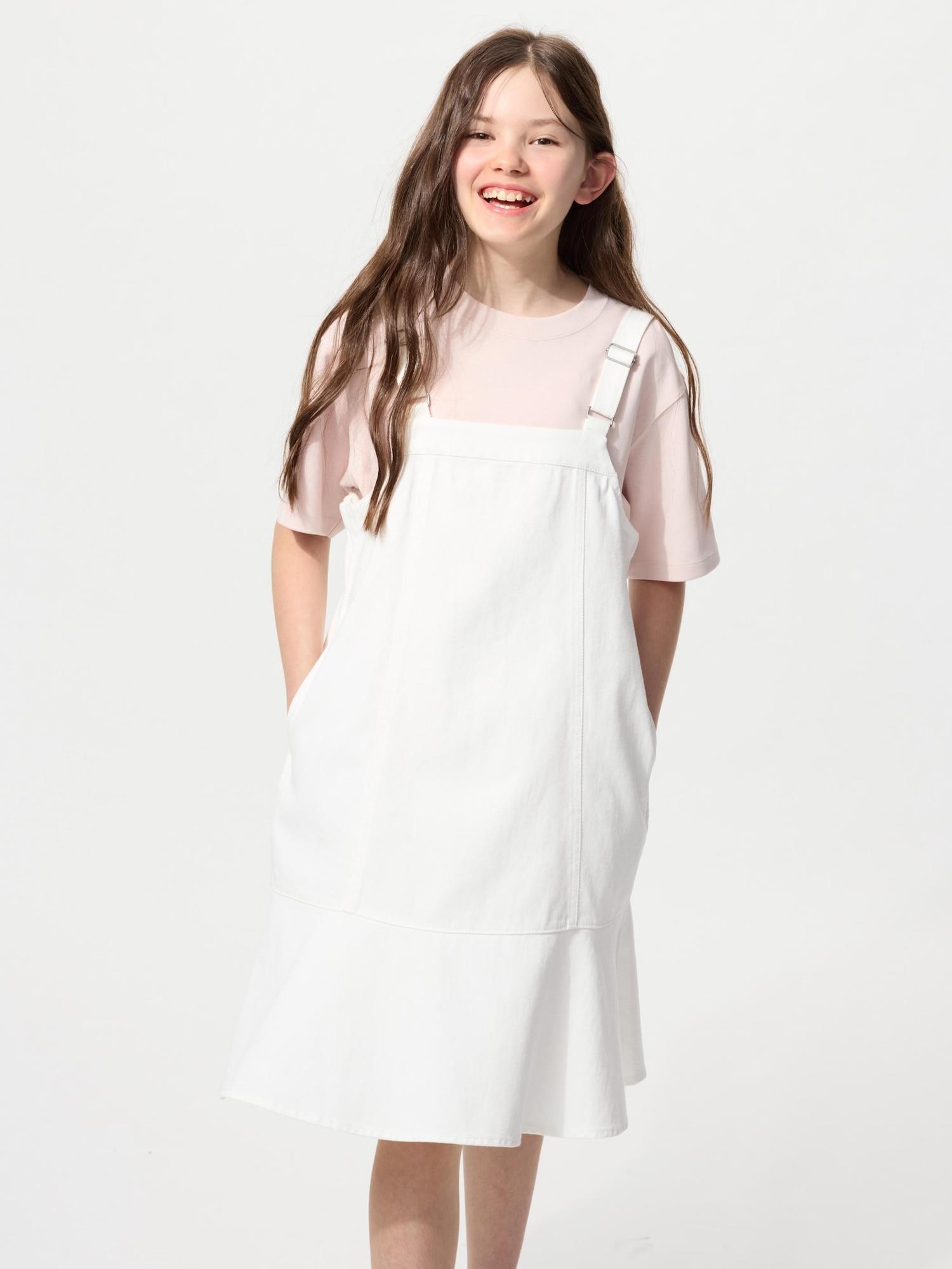 Джинсовая юбка-сарафан для девочек Uniqlo 01 OFF WHITE/100