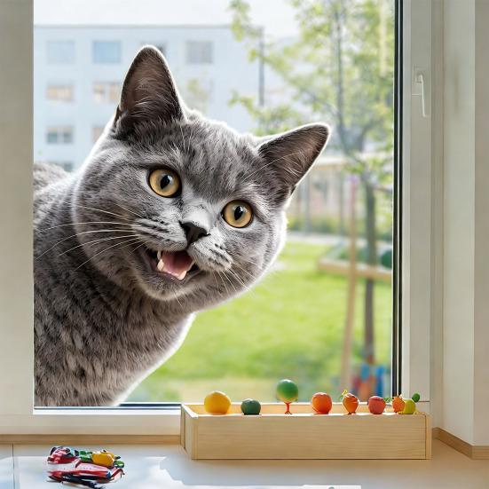 Cute Animal Peeking Window Cling Funny Cat/Dog/Donkey Window Sticker Removable Static Decals for Bedroom