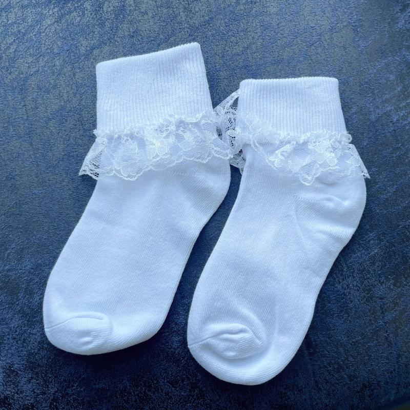 5 Pairs Princess Children Ankle Short Sock Ruffle Cotton Lace Mesh Socks Kids Toddler Baby Girls 2-15Years