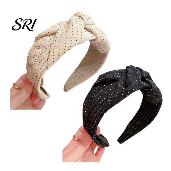 French Style Headband Women Dot Print Knotted Design Wide Brim Leisure Casual Sponge Padding Hair Hoop Accessory Rounded Head Shaping Band