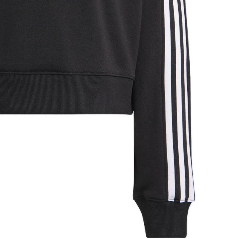 adidas Originals Logo Print Three Stripes Short Sleeve Crewneck Sweatshirt Women Sweatshirt Black IB7396