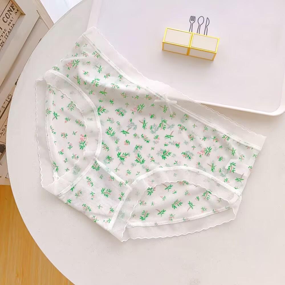 Dámské krajkové spodní prádlo, roztomilé kalhotky s středním pasem, bezešvé kalhotky, roztomilé kreslené kalhotky, dámské spodní prádlo