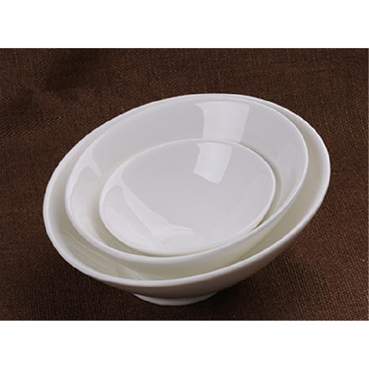 Ceramic Beveled Bowl White Creative Rice Noodle Bowl Japanese Korean Tableware Salad Mixing Sauce Yarn Bowl Marmite