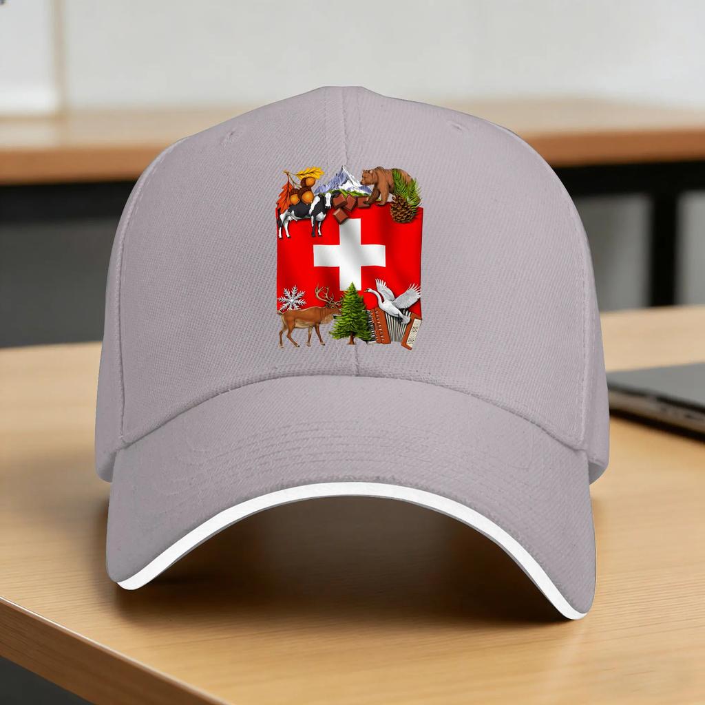 Schweiz Schweizer Flagge Sonne Baseballkappe Frühling Unisex Unisex Design Hip Hop Hüte Sonnenschutz Street Style Kpop Rock Snapback Kappe