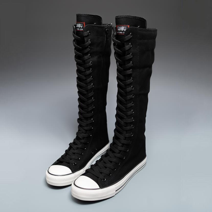 Stylish Women s Korean High-Top Canvas Dance Shoes with Zipper 35
