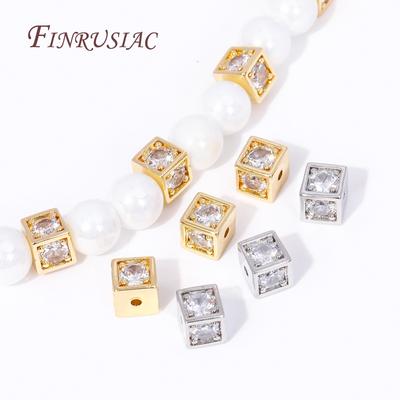 Luxus 18K Gold Plated Inlay Zirkon Quadratische Abstandshalter Trennperlen Hohe Qualität Schmuckherstellung DIY Armbänder Halsketten Zubehör