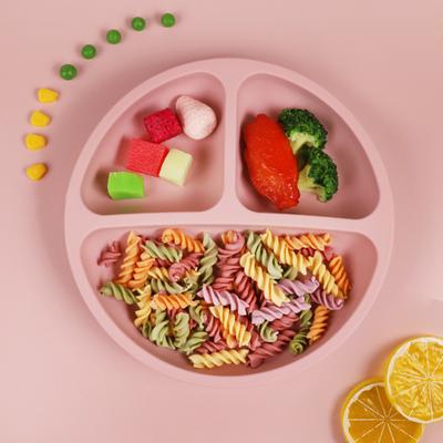 Baby Plate Divided Design BPA Free Silicone 3 Grids Toddler Suction Plate Infant Feeding Supplies Daily Use