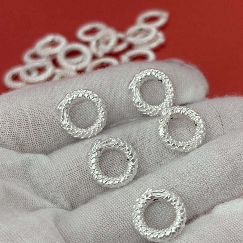 Sterling Silver 999 Pure 3D Ancient Style Dragon Cloud Bead Spacer Bracelet DIY Jewelry Accessory