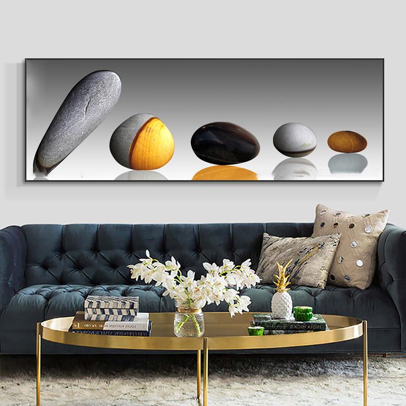 Abstract Golden Lucky Stone Posters and Prints Modern Canvas Painting Wall Art Pictures for Living Room Deer Home Decor No Frame