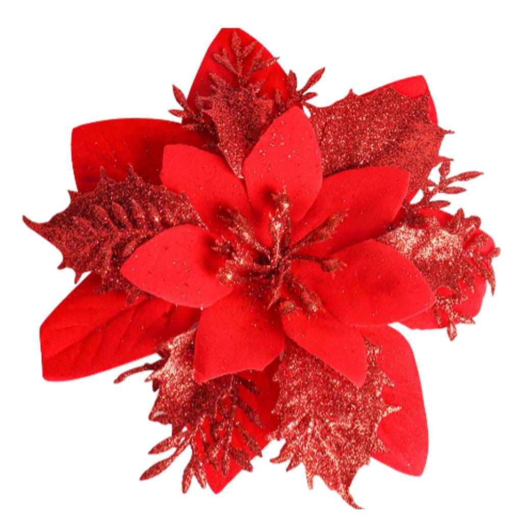 Flori artificiale de Crăciun cu sclipici Ornament de pom de Crăciun strălucitor Decor de petrecere Recuzită Sufragerie de acasă