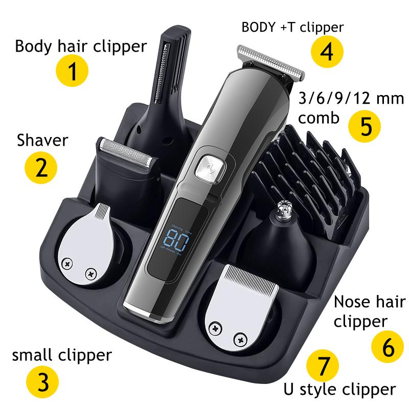 Zastřihovač vlasů a vousů Profesionální multifunkční LCD displej pro mytí celého těla IPX7