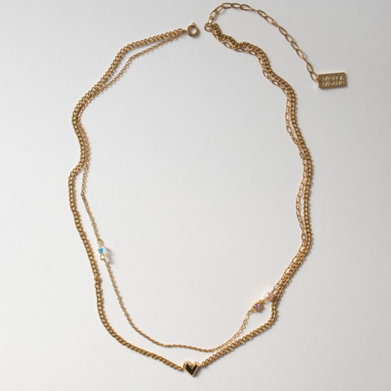 MERRYMOTIVE Unique Heart Mix Chain Layered Gold Necklace