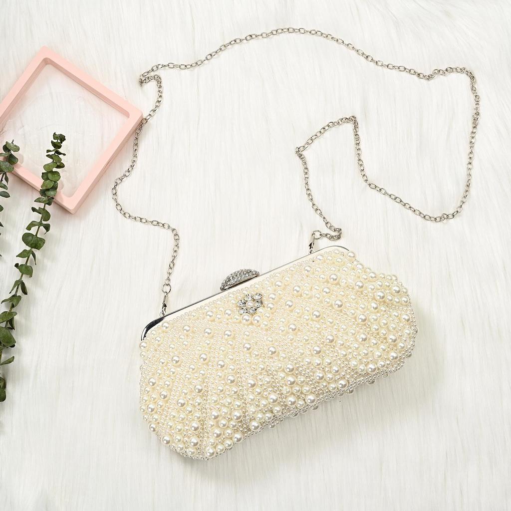 Vintage Chic Pearl Evening Handbag for Women - Ideal for Parties, Banquets, and Formal Events