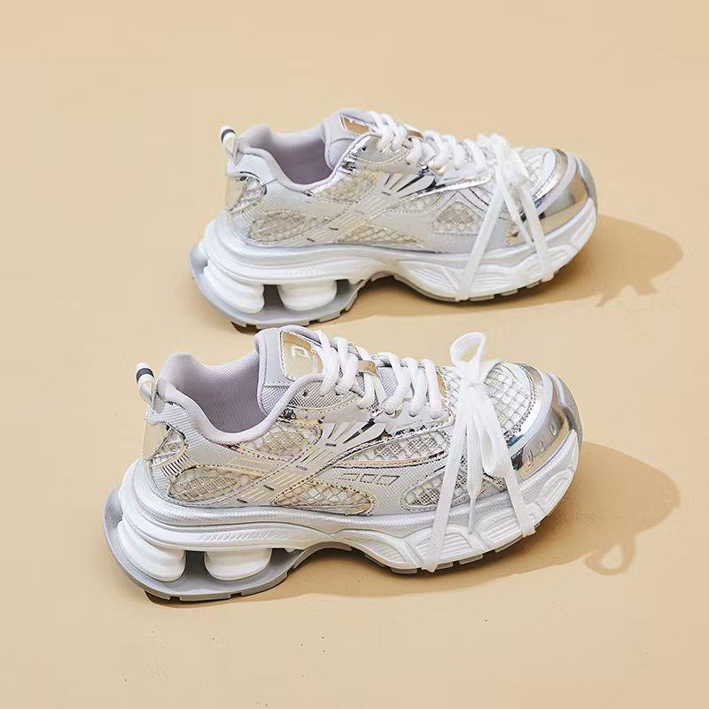 

Взрыв популярности интернет-знаменитостей жареные уличные папины кроссовки женские 2025 лето новая сетка дышащие на маленькой толстой подошве повседневные спортивные кроссовки 40 серебряный