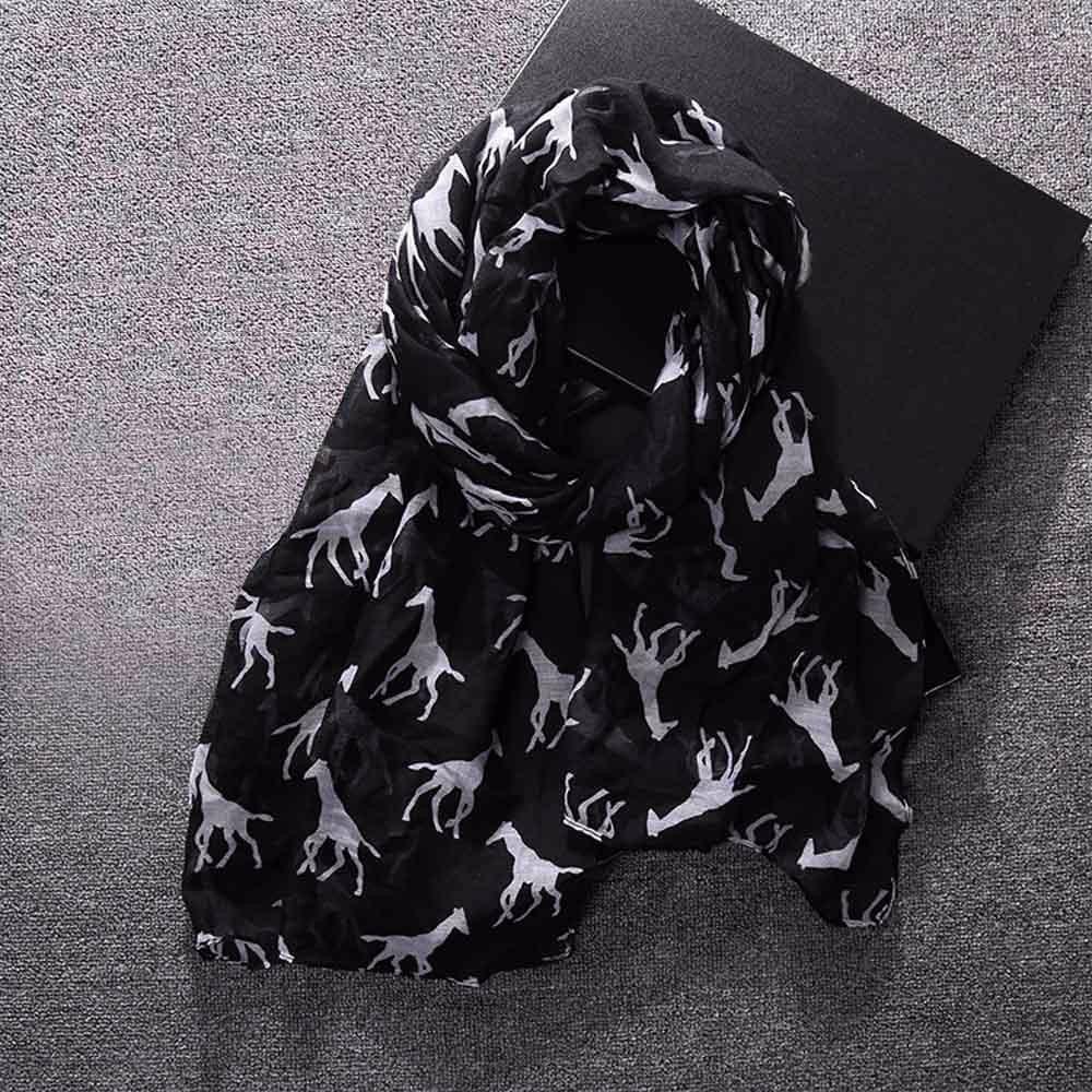 Women Ladies Giraffe Print Pattern Long Scarf Warm Wrap Shawl