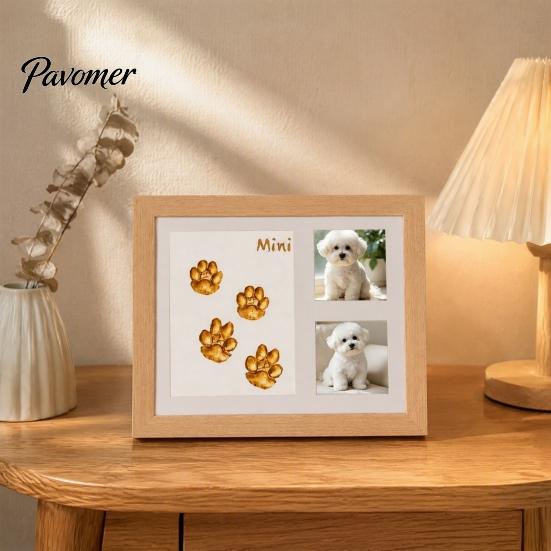 Customized Pet Keepsake Paw Print Commemorative Photo Frame, Dog And Cat Memory Display, Handmade DIY Ink Pad Soft Space Mud Set for Owners