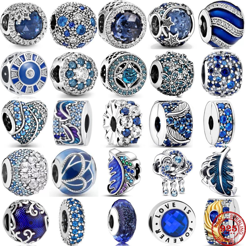Latest Copper Blue Series Glossy Zircon Bead Fit Pendant Charm Copper Craft Original Bracelet Trinket Handmade Women Jewelry