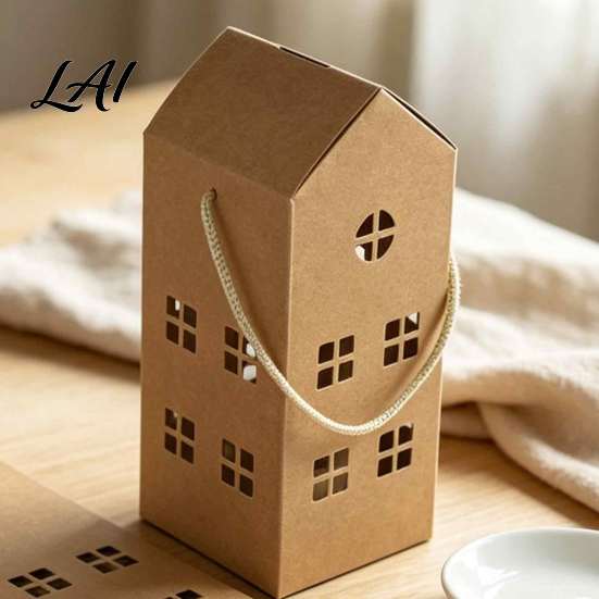 DIY Decorative Gift Containers 10PCS House Shaped Paper Candy Boxes Hollow Design Cardboard Treat with Art And Craft Boxes Handle Easy Assembly