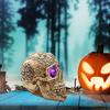 Halloween Gothic Glowing Skull, Human Skull with LED Light Up Glowing Eyes, Lighted Novelty Resin Statue, for Indoor Bar Holiday Horror Haunted House