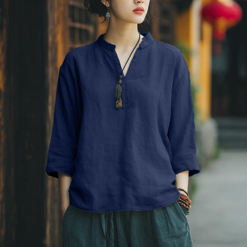 

ZANZEA Женская повседневная блузка с круглым вырезом, свободного кроя, с рукавами 3/4, летняя 2XL