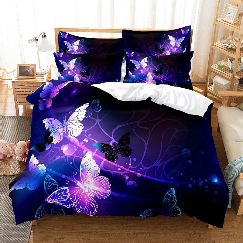 3D Girls' Room Bedding Set Butterfly Series Printed Duvet Cover Pillowcase 2/3PC AU/DE/UK Full Size Soft Zippered Home Textile