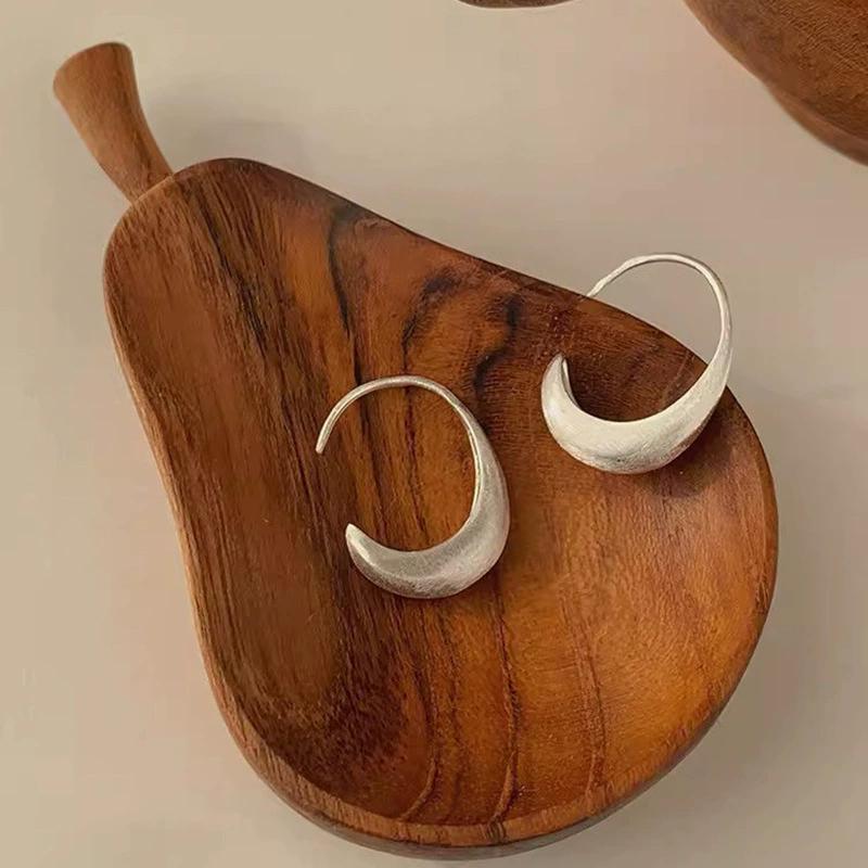 PANJBJ 925 Sterling Silver Earrings For Women Trendy Simple Open Round Jewelry Prevent Allergy Party Christmas Accessories
