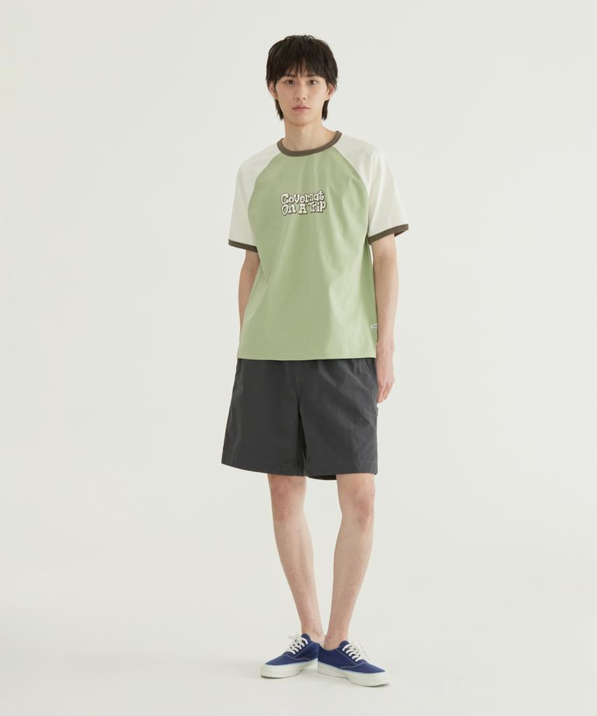 COVERNAT On A Trip Graphic Ringer T-Shirt Sage Green