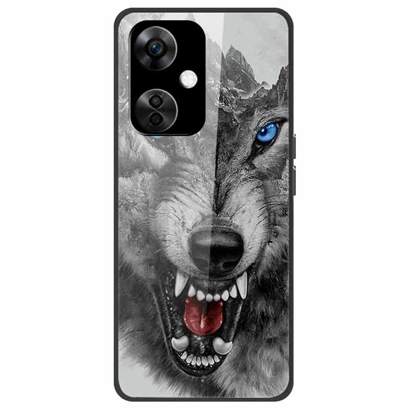 

For OnePlus Nord CE3 5G Pattern Case TPU Tempered Glass Shockproof Phone Cover Mountain Wolf