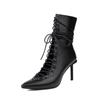 Fashion Brand Design Cross Strap Black and Red Short Boots Autumn Winter Fashion Pointed Spicy Girl Sexy Women's Ankle Boots Size 33-46