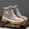 Men's Boots Autumn and Winter 2025 New Denim Ripped Martin Boots Men's Tooling Boots Men's Trendy Locomotive Boots