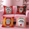 Pikpaka Funny K-Ketchup L-Label Cushion Cover Plush Fabric Soft Double-Sided Printed Sofa Warm Winter Home Gift Pillow Cover