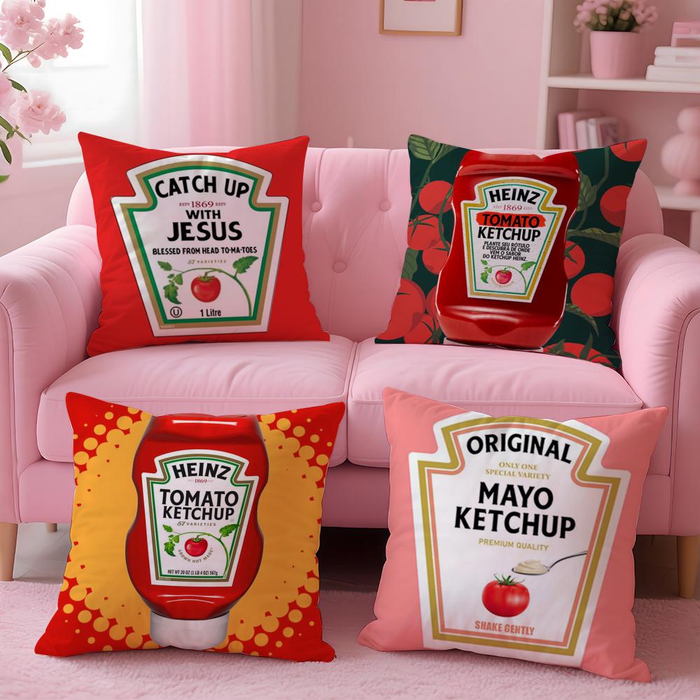 Pikpaka Funny K-Ketchup L-Label Cushion Cover Plush Fabric Soft Double-Sided Printed Sofa Warm Winter Home Gift Pillow Cover