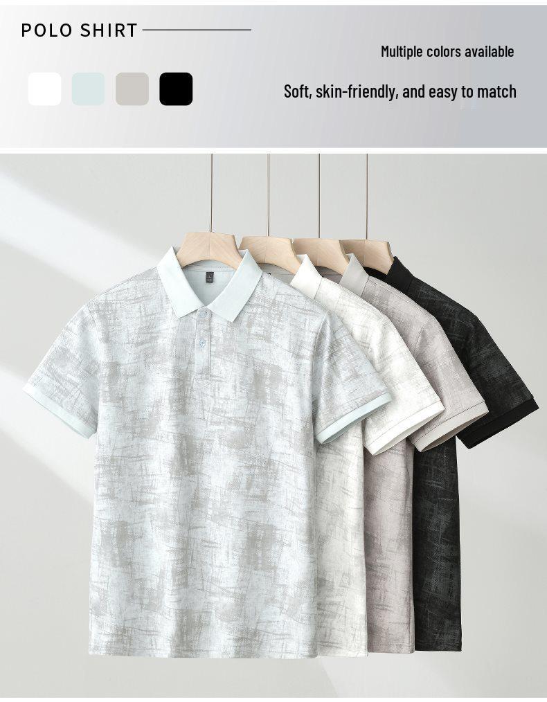 Bu Yi Fan Men's Ice Silk Polo Shirt (M-4XL) - Trendy Summer Short Sleeve T-shirt