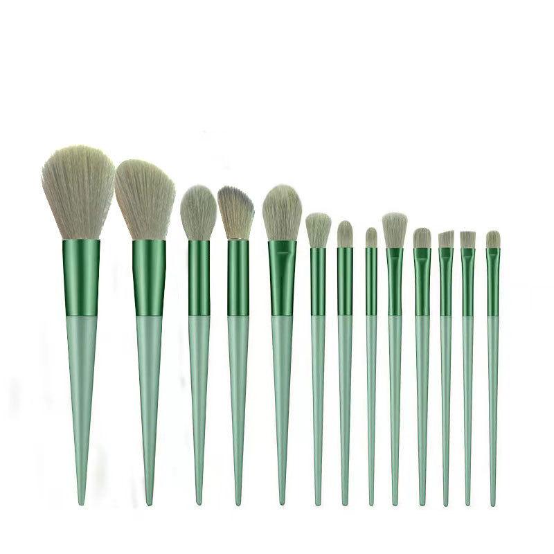 Conjunto de pincéis de maquiagem Sijiqing verde matcha, 13 peças, pincel para sombra, pincel para realce, ferramenta para maquiagem em pó